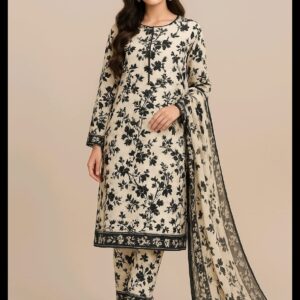 3 Piece Unstitched Printed Lawn and Shafoon Duppata