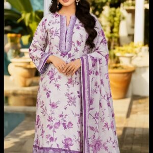 3 Piece Unstitched Printed Lawn Shafoon Duppata