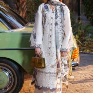 White Embroidered Dhanak by Riwa Collection